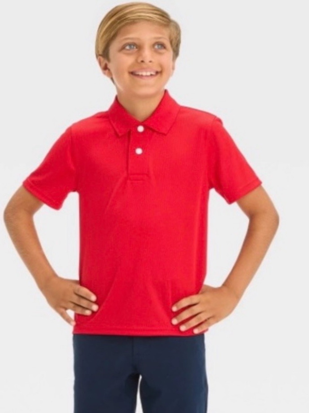 Cat & Jack Boys' Short Sleeve Performance Uniform Polo Shirt Red 
Large (10/12)